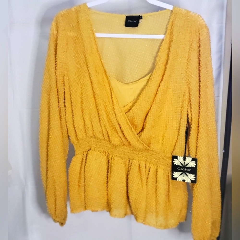 Cliche' Low Cut Yellow Sweater